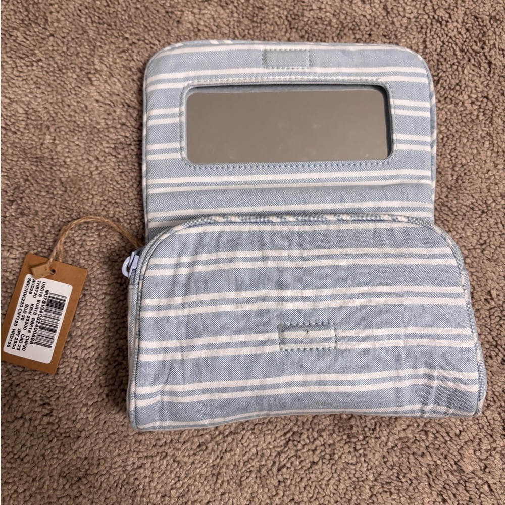 Brandy Melville Blue Striped Cosmetic Bag